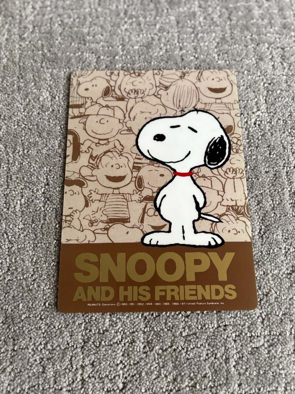 HALLMARK Peanuts Snoopy Plastic Brown Desk Pad Made In Japan 9.75” X 7.1” Rare